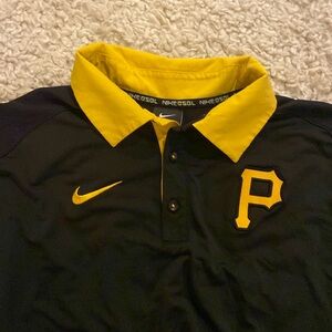 Nike MLB Pittsburgh Pirates Dri-Fit Black Yellow Short Sleeve Polo Large